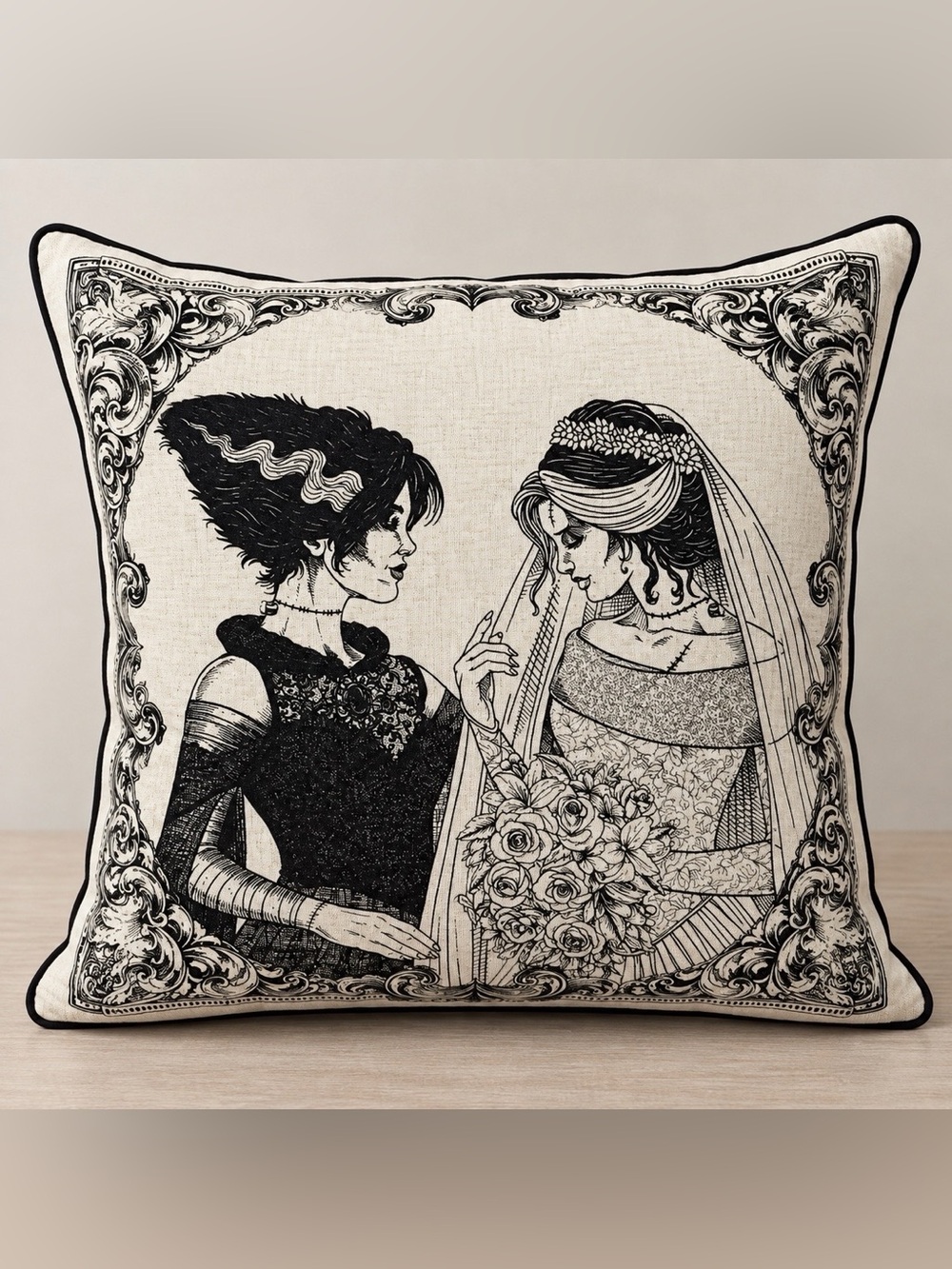 NWT Viral Frankenstein Brides Decorative Pillow LGBTQ+ Pride Inclusive Decor